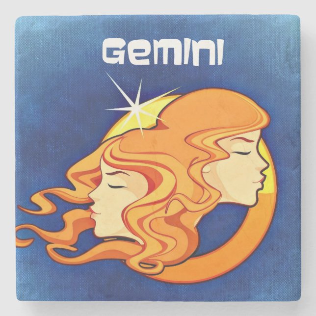 Gemini Zodiac Astrology Symbol Underlägg Sten (Framsidan)