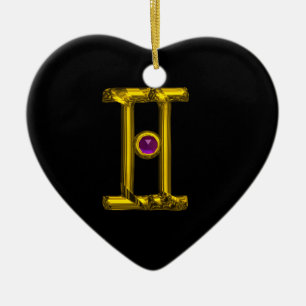 GEMINI ZODIAC BIRTHDAY JEWEL Lila Alexandrite Julgransprydnad Keramik