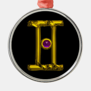 GEMINI ZODIAC BIRTHDAY JEWEL Lila Alexandrite Julgransprydnad Metall