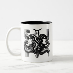 Gemini Zodiac Black and White Coffee mugg