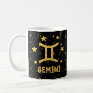Gemini Zodiac Black och Guld Astrology Mugg