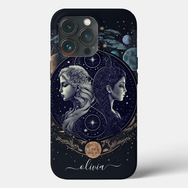 Gemini zodiac Black och guld Fodral-Mate iphone ca (Baksida )