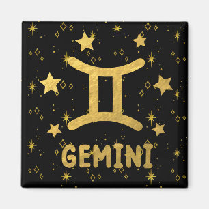 Gemini Zodiac Black och Guld Magnet