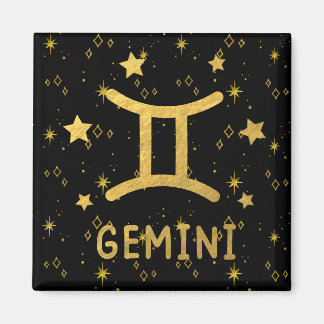 Gemini Zodiac Black och Guld Magnet