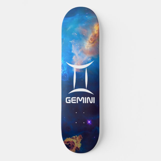Gemini Zodiac Blue Mini Skateboard Bräda 18,5 Cm (Framsida)