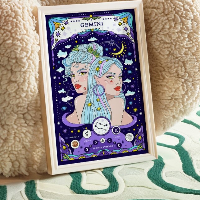 Gemini Zodiac Blue Poster - Versatile and Airy (Skapare uppladdad)