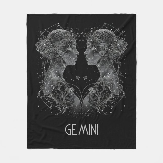 Gemini Zodiac Constellation Fleece Blanket (Framsidan)