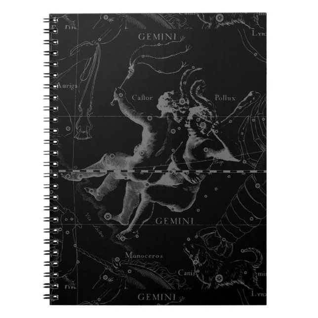 Gemini Zodiac Constellation Hevelius 1690 Anteckningsbok Med Spiral (Framsidan)