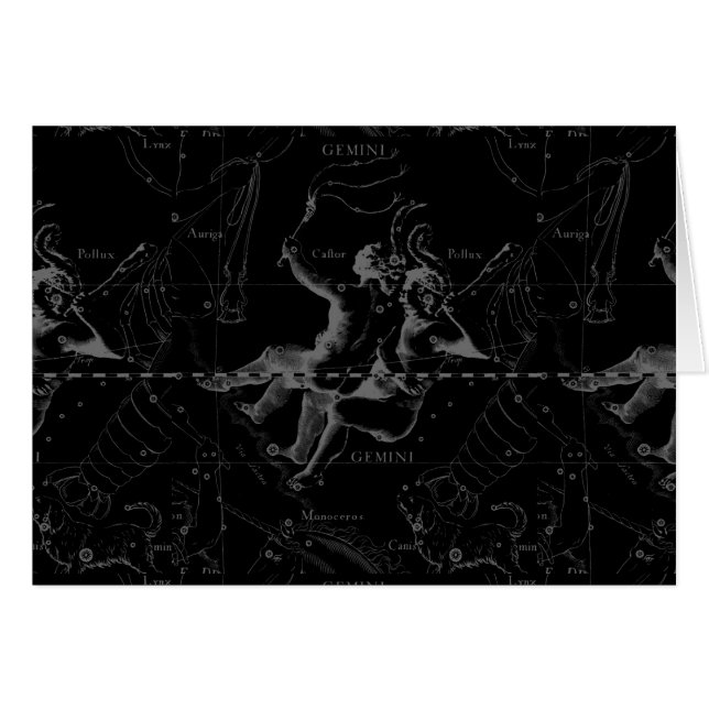Gemini Zodiac Constellation Hevelius 1690 Hälsningskort (Framsidan Horizontal)