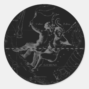 Gemini Zodiac Constellation Hevelius 1690 Runt Klistermärke