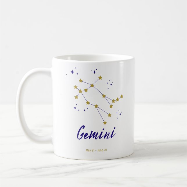 Gemini Zodiac Constellation Horoscope Sign Twin Kaffemugg (Vänster)