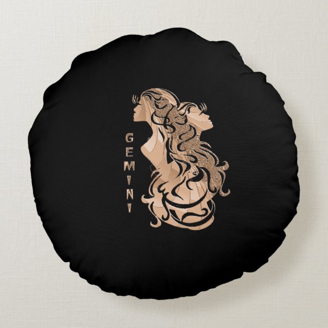 Gemini Zodiac Design Rund Kudde (Baksidan)