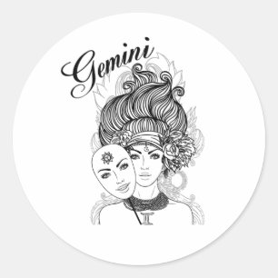 Gemini Zodiac Design Runt Klistermärke