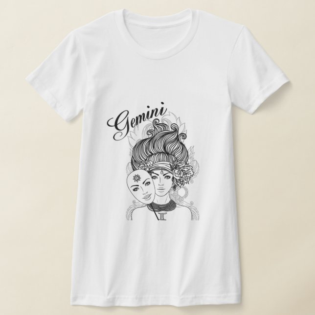 Gemini Zodiac Design T Shirt (Laydown)