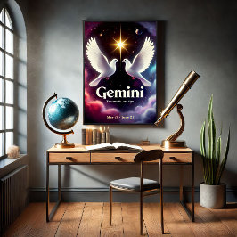 Gemini Zodiac Doves i Harmony Poster