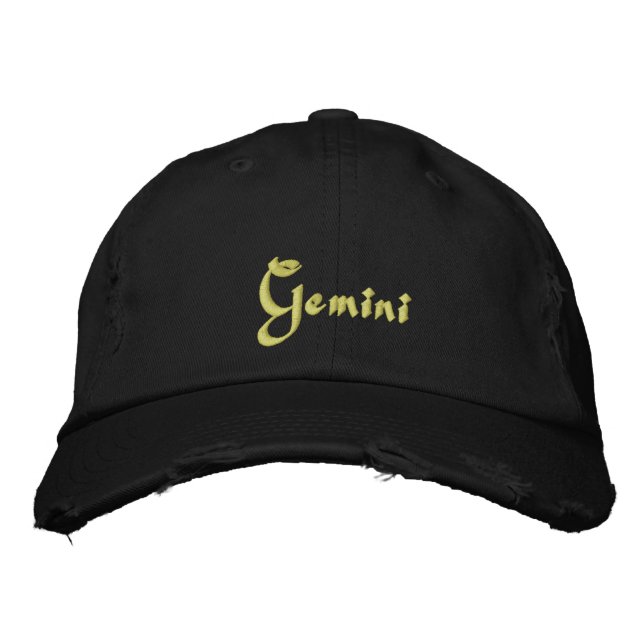 Gemini Zodiac Embroiderade Cap / Hat Broderad Keps (Framsida)