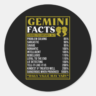 Gemini Zodiac Facts Zodiac Facts Gemini Runt Klistermärke