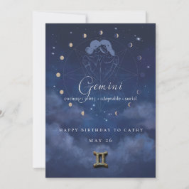 Gemini Zodiac Födelsedagsinbjudan Inbjudningar