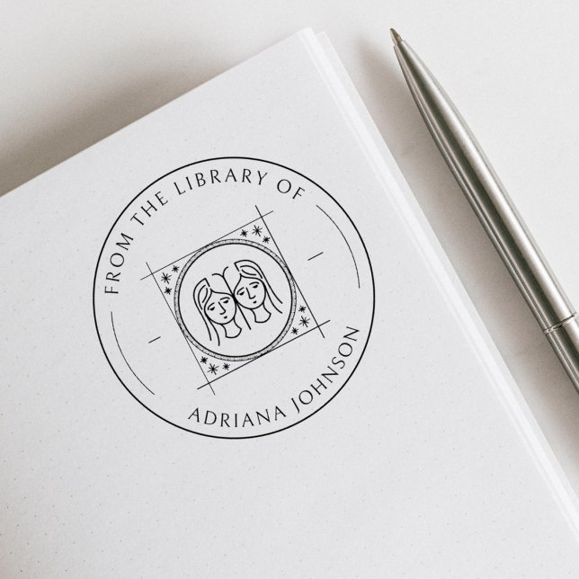 Gemini Zodiac från Bibliotek i Anpassningsbar Bok Stämpel (Skapare uppladdad)