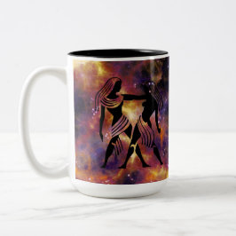 Gemini Zodiac Galaxy Design – Astrology Birthday H Två-Tonad Mugg
