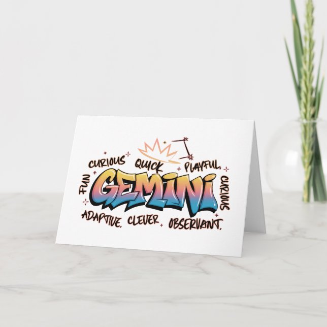 Gemini Zodiac  Graffiti  Kort (Framsida)