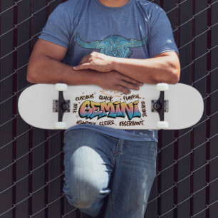 Gemini Zodiac Graffiti  Mini Skateboard Bräda 18,5 Cm