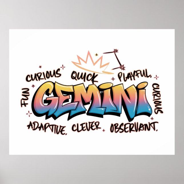 Gemini Zodiac  Graffiti  Poster (Framsidan)