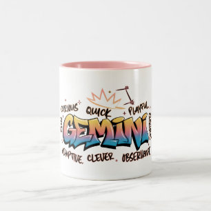 Gemini Zodiac Graffiti Två-Tonad Mugg