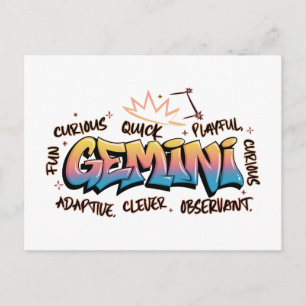 Gemini Zodiac Graffiti Vykort