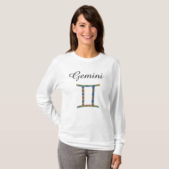 Gemini Zodiac Horoscope Sign Långärmad T-shirt (Hel framsida)