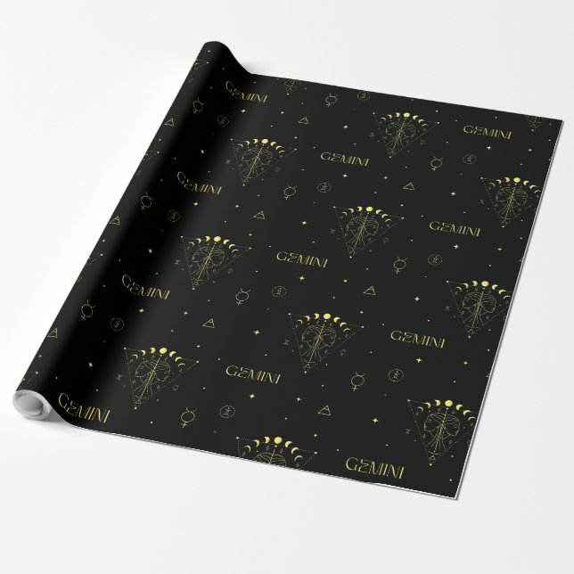 Gemini zodiac horoscope stjärntecken gradient presentpapper (Utrullad)