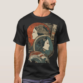 Gemini Zodiac Japansk Art | Honale Porträtt Easte T Shirt