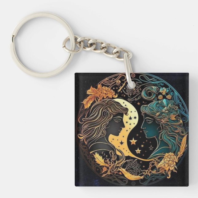 Gemini Zodiac Keychain (Framsidan)