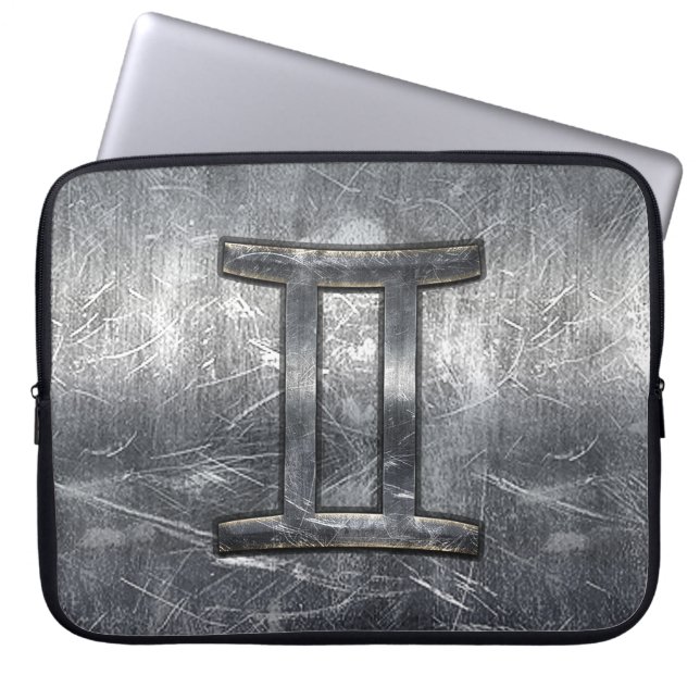 Gemini Zodiac Logga in Grunge Distress Stil Laptop Fodral (Framsidan)