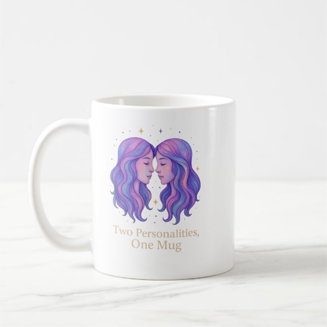 Gemini Zodiac Mug – Funny Gemini Gift – Pastel Kaffemugg (Vänster)