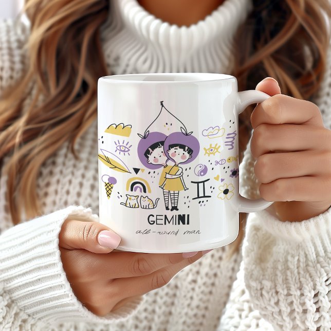 Gemini Zodiac Mugg, Cute Gemini Starsign Horoscope Kaffemugg (Skapare uppladdad)