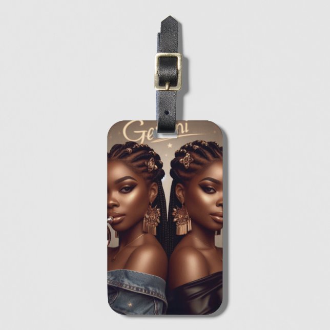 Gemini Zodiac Musician Trumpet Bagagebricka (Framsida vertikal)