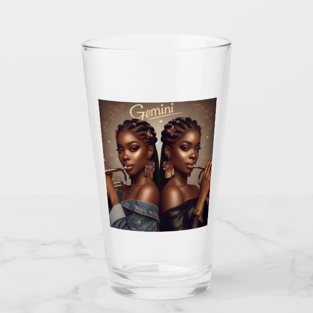 Gemini Zodiac Musician Trumpet Glaskopp (Framsida)