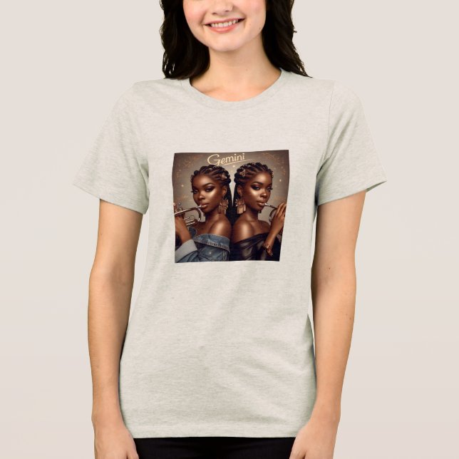Gemini Zodiac Musician Trumpet Tri-Blend Shirt T Shirt (Framsida)