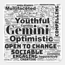 Gemini Zodiac Ord Cloud Inspiration Fyrkantigt Klistermärke