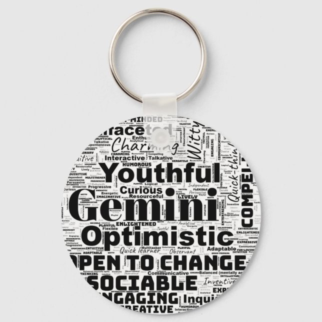 Gemini Zodiac Ord Cloud Inspiration Keychain Nyckelring (Framsida)