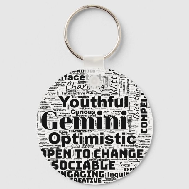 Gemini Zodiac Ord Cloud Inspiration Keychain Nyckelring (Framsida)