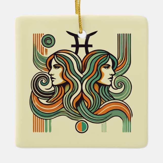 Gemini Zodiac Ornament Retro Design (Framsida)
