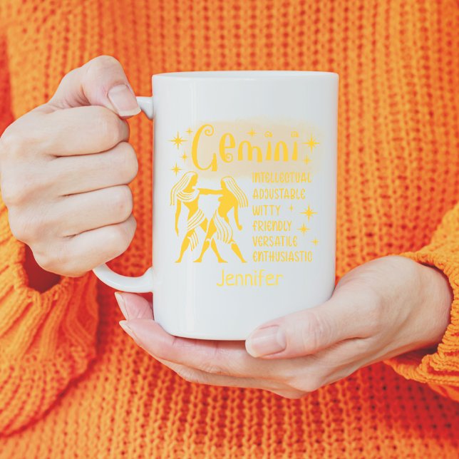 Gemini Zodiac Personlig Traits Horoscope Kaffemugg (Skapare uppladdad)