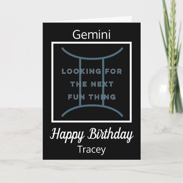 Gemini Zodiac Roligt Quote in Black & White Birthd Kort (Framsida)