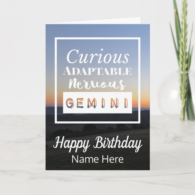Gemini Zodiac Roligt Roligt Egenskaper Födelsedag Kort (Framsida)