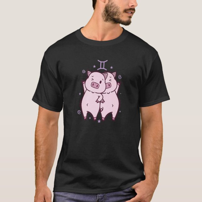 Gemini Zodiac Sign as a Piggy T Shirt (Framsida)