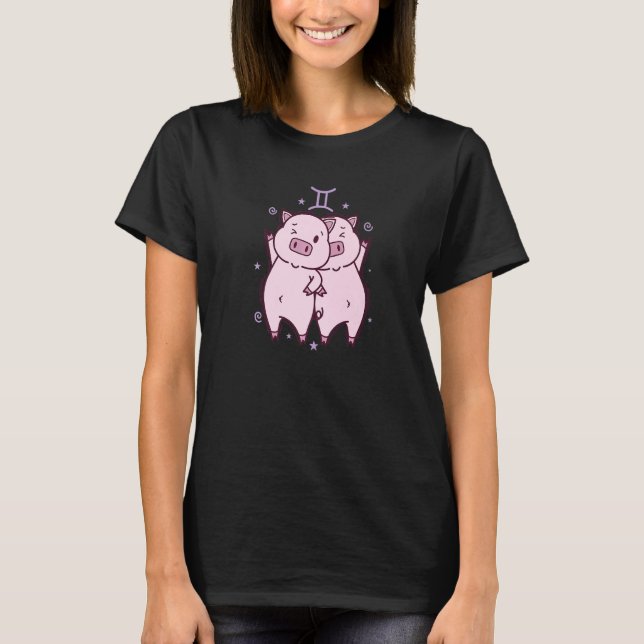 Gemini Zodiac Sign as a Piggy T Shirt (Framsida)