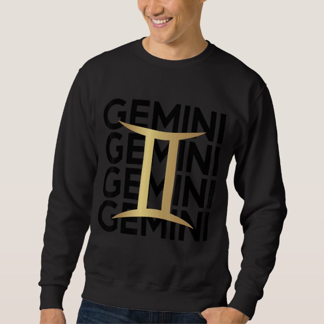Gemini Zodiac Sign Astrology Symbol Horoscope Lång Ärmad Tröja (Framsida)