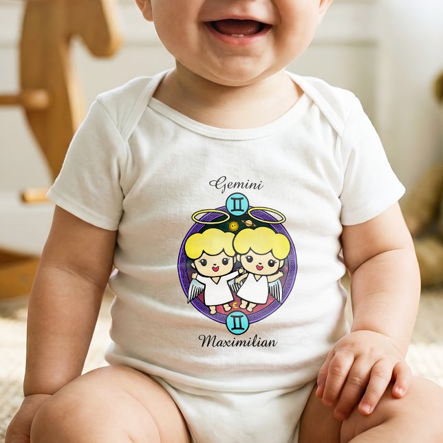 Gemini Zodiac Sign Astrology Tecknad Horoscope T Shirt (Skapare uppladdad)